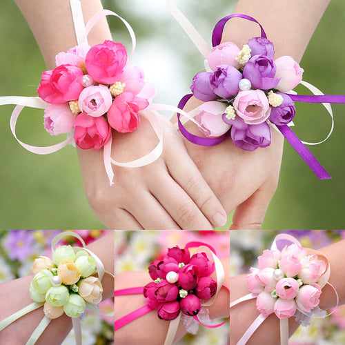 LNRRABC 2018 new cheap 1pcs wedding supplies wedding bridesmaid wrist flower sisters hand flower wrist flower for Bridesmaid